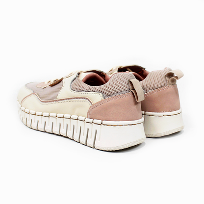 Tenis Sneaker LOBO SOLO Confort de Piel Beige Combinado de Dama
