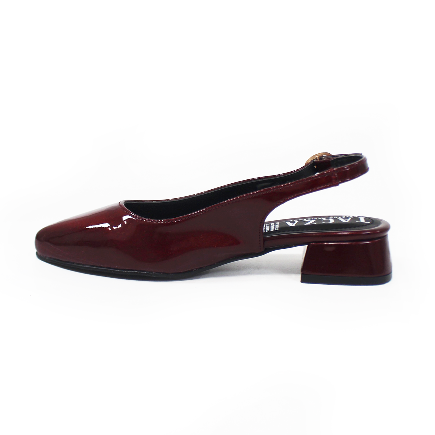 Zapatilla Slingback Destalonada Vino Charol TACZA