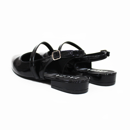 Flat Slingback Destalonada Negro Charol TACZA