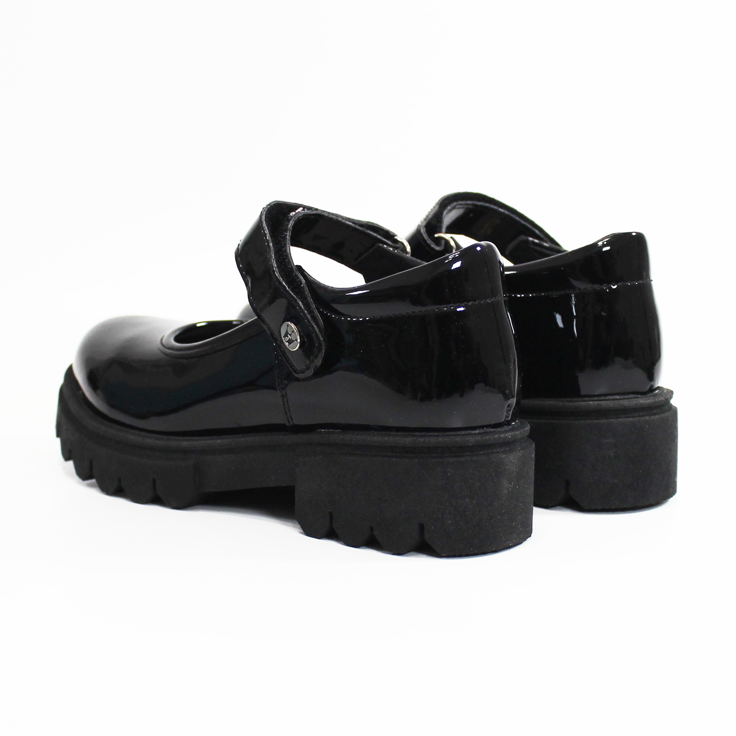 Zapato Escolar Chunky con Velcro Negro Charol de Niña JAKUNA