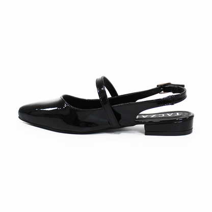 Flat Slingback Destalonada Negro Charol TACZA