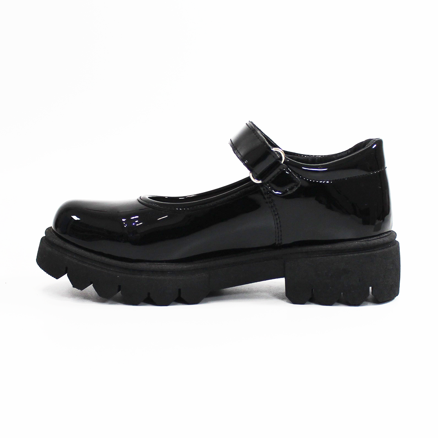 Zapato Escolar Chunky con Velcro Negro Charol de Niña JAKUNA