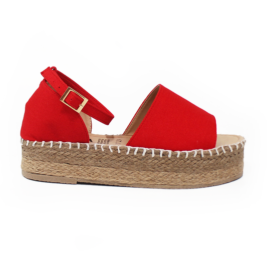 Alpargata de Plataforma Rojo con Pulsera y Punta Abierta TACZA