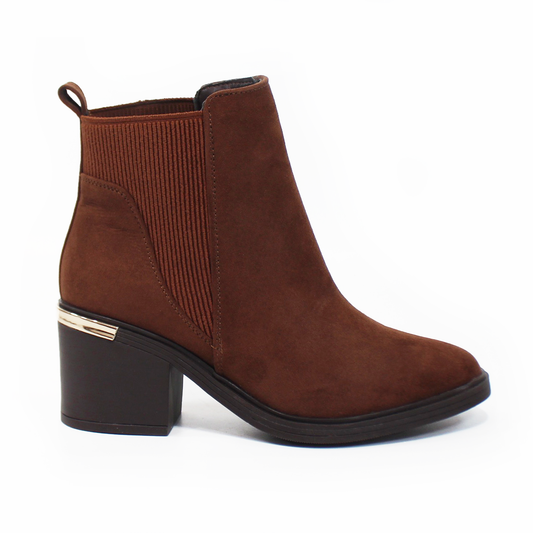 Botín Chelsea Café Durazno de Tacón LADY PAULINA