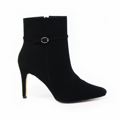 Botín Puntal de Vestir Negro Ante Tacón Stiletto de Dama TACZA