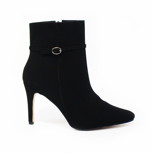 Botín Puntal de Vestir Negro Ante Tacón Stiletto de Dama TACZA