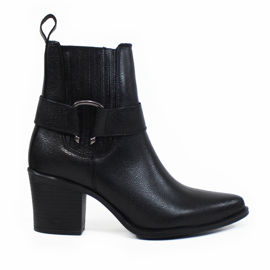 Botin Vaquero de Tacón Negro de Piel de Dama VERDE TABACO