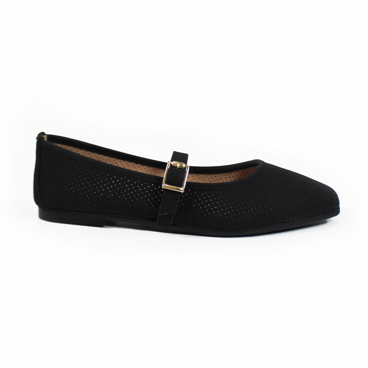 Flat Mary Jane NOMADAS Negro Perforado de Dama