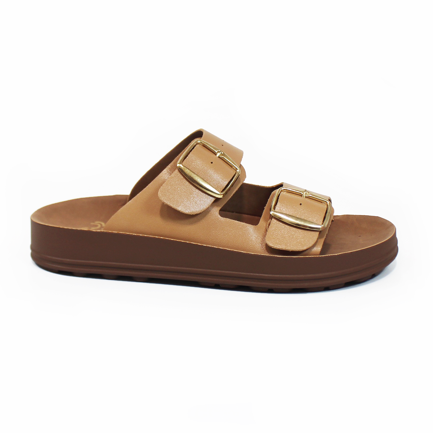 Sandalia NOMADAS doble Hebilla Camel Ante de Dama