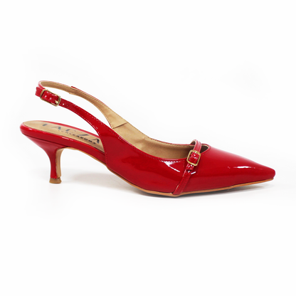 Zapatilla Kitten Rojo Charol Slingback de Dama TACZA