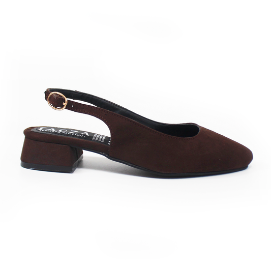 Zapatilla Slingback Destalonada Chocolate Ante TACZA