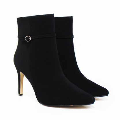 Botín Puntal de Vestir Negro Ante Tacón Stiletto de Dama TACZA