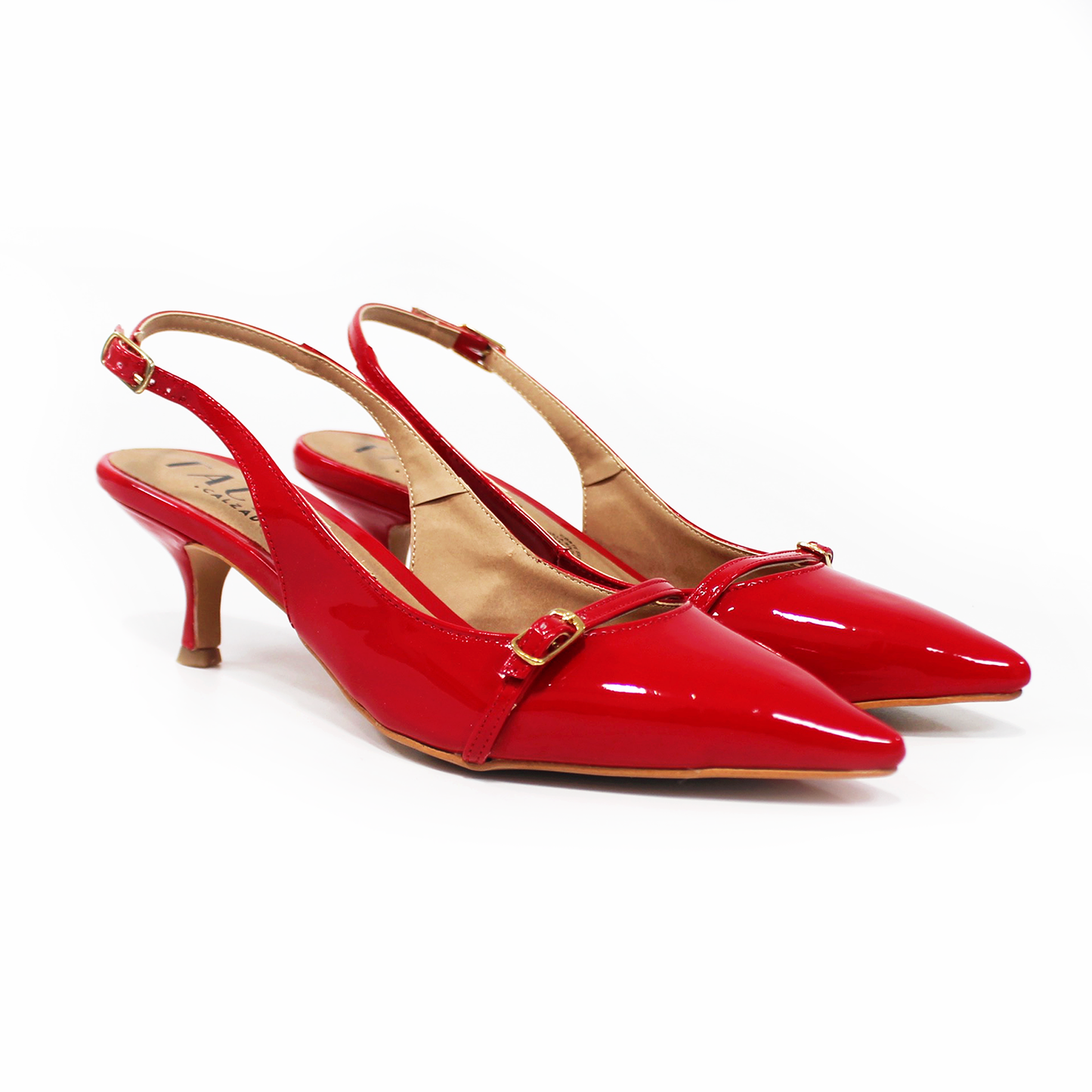 Zapatilla Kitten Rojo Charol Slingback de Dama TACZA