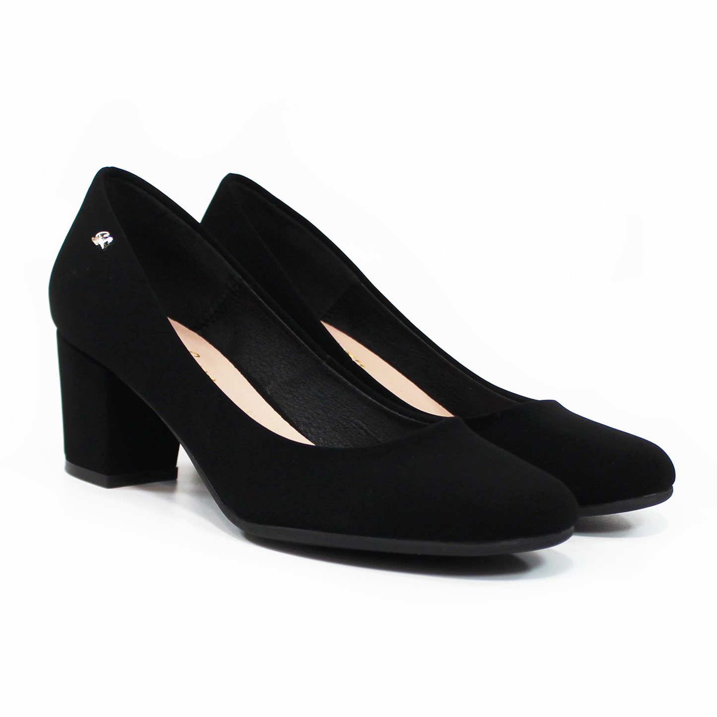 Zapatilla Negro Ante Tacón Cuadrado Punta Redonda con Memory Foam G.LOREN