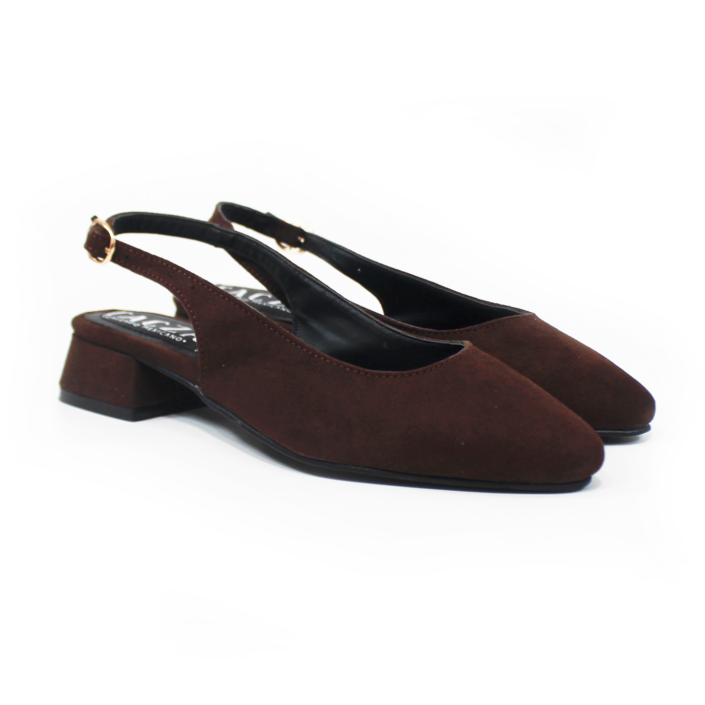 Zapatilla Slingback Destalonada Chocolate Ante TACZA