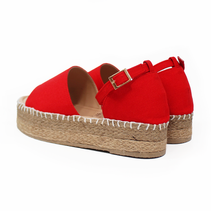 Alpargata de Plataforma Rojo con Pulsera y Punta Abierta TACZA