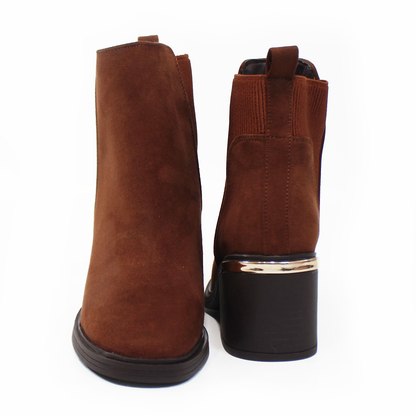 Botín Chelsea Café Durazno de Tacón LADY PAULINA