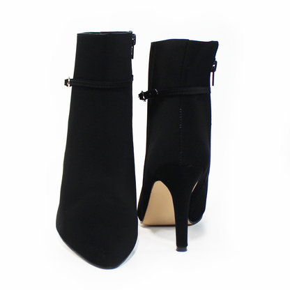 Botín Puntal de Vestir Negro Ante Tacón Stiletto de Dama TACZA