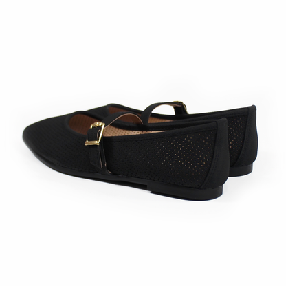 Flat Mary Jane NOMADAS Negro Perforado de Dama