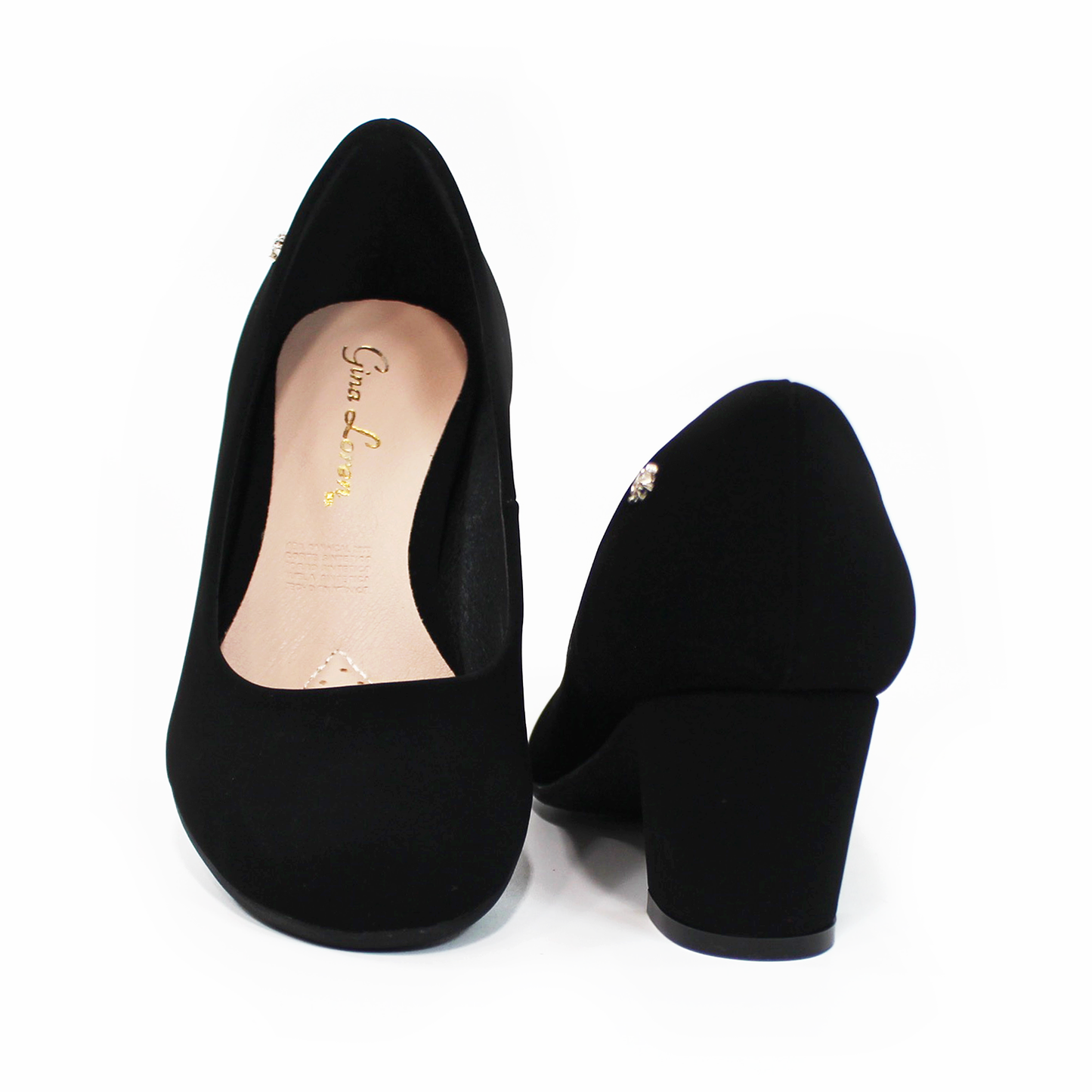 Zapatilla Negro Ante Tacón Cuadrado Punta Redonda con Memory Foam G.LOREN