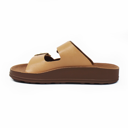 Sandalia NOMADAS doble Hebilla Camel Ante de Dama
