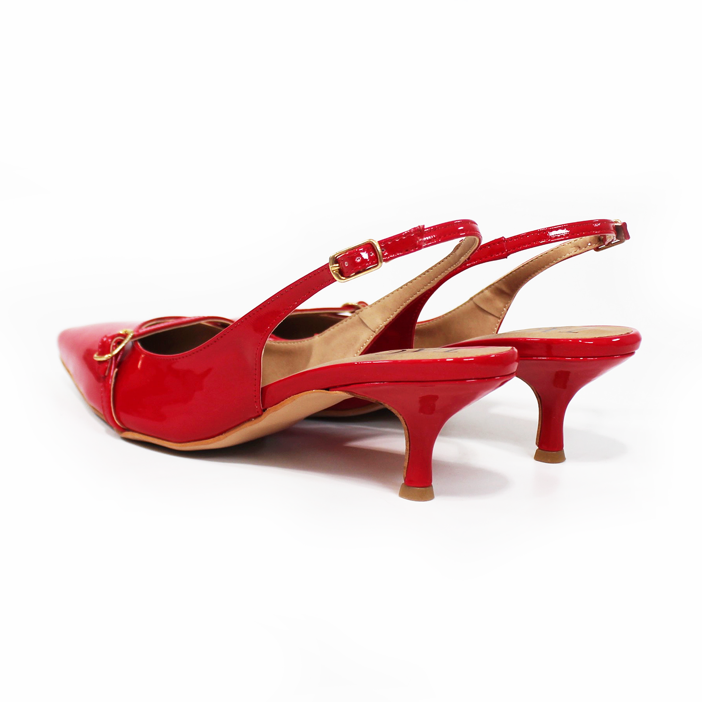 Zapatilla Kitten Rojo Charol Slingback de Dama TACZA