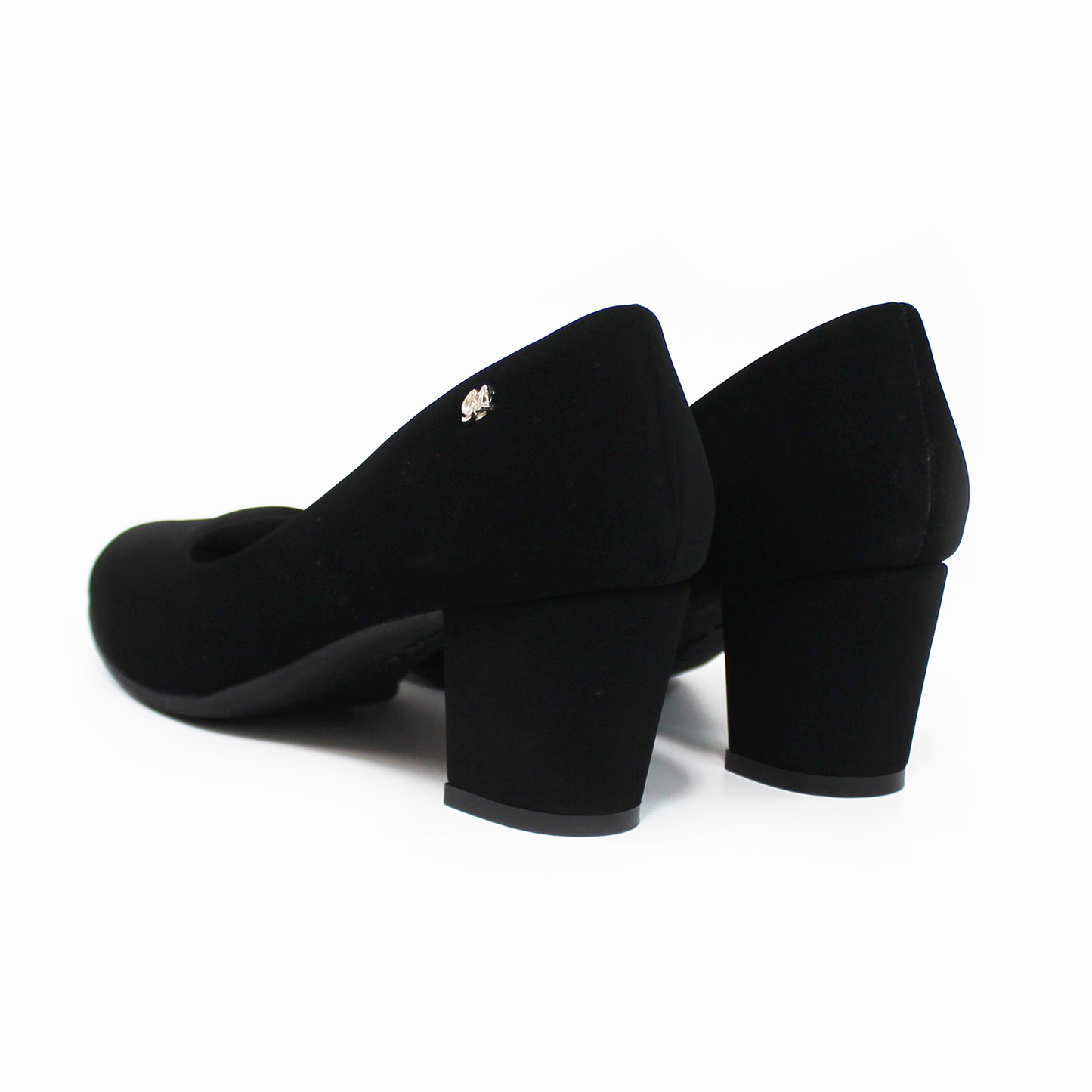 Zapatilla Negro Ante Tacón Cuadrado Punta Redonda con Memory Foam G.LOREN