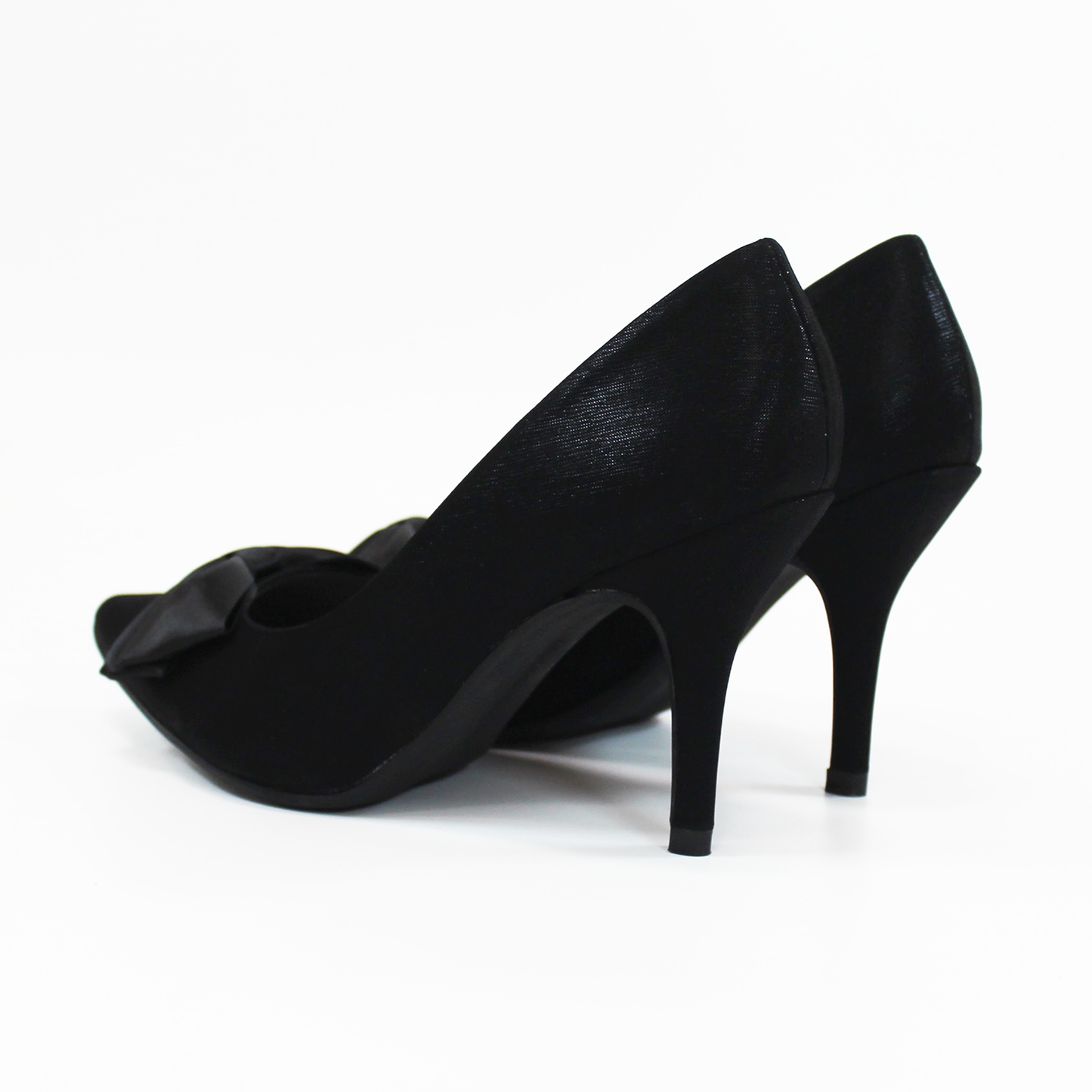 Zapatilla Stiletto Negro Razo con Moño de Tela con Memory Foam de Dama G.LOREN