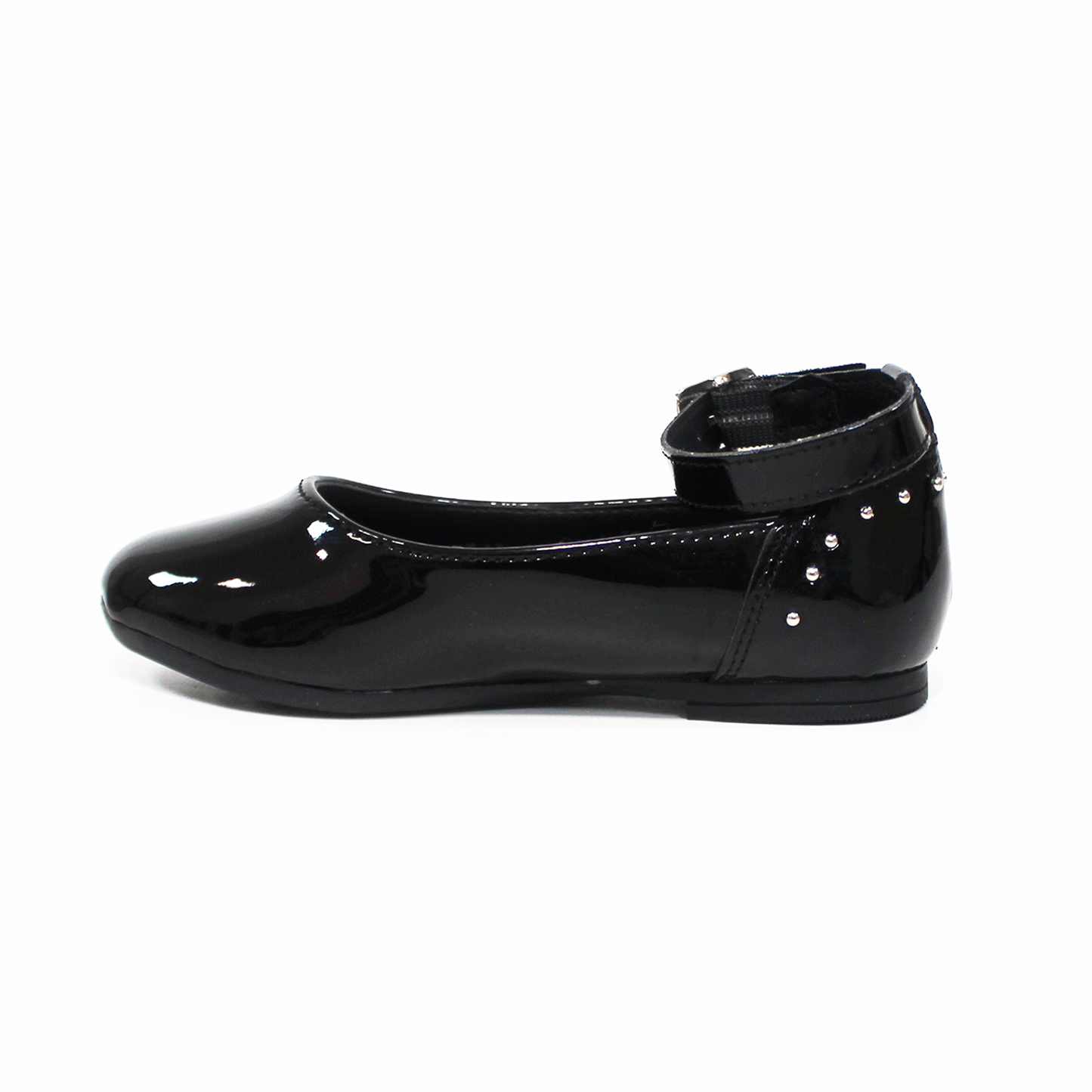 Balerina de Niña Negro Charol con Pulsera y Perlitas Plata en Talón JAKUNA
