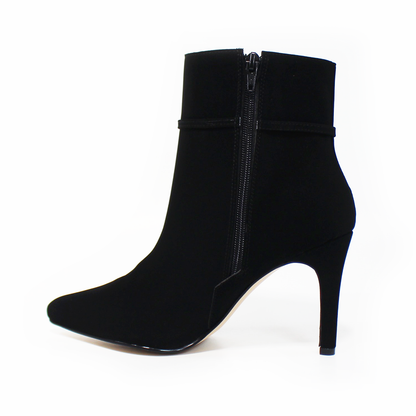 Botín Puntal de Vestir Negro Ante Tacón Stiletto de Dama TACZA