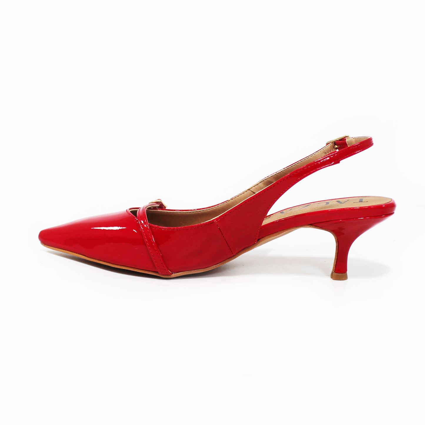 Zapatilla Kitten Rojo Charol Slingback de Dama TACZA