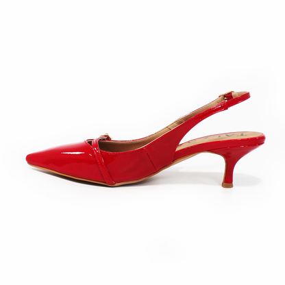 Zapatilla Kitten Rojo Charol Slingback de Dama TACZA