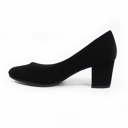 Zapatilla Negro Ante Tacón Cuadrado Punta Redonda con Memory Foam G.LOREN