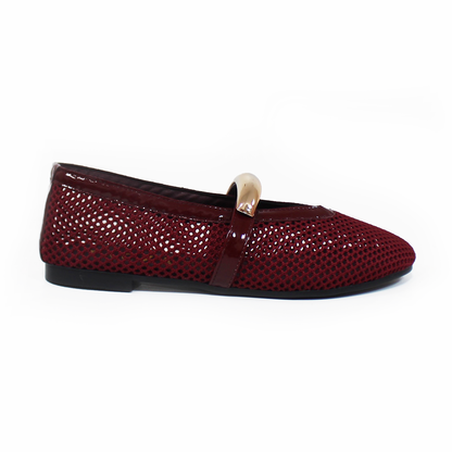 Flat Tejido Vino con Detalle Dorado TACZA