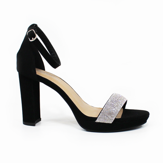 Sandalia de Fiesta Negra Ante con Pulsera y Brillos de Dama LADY PAULINA