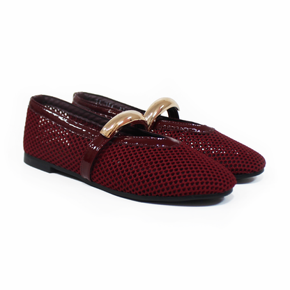 Flat Tejido Vino con Detalle Dorado TACZA