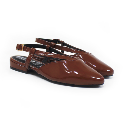 Flat Slingback Destalonada Café Charol TACZA