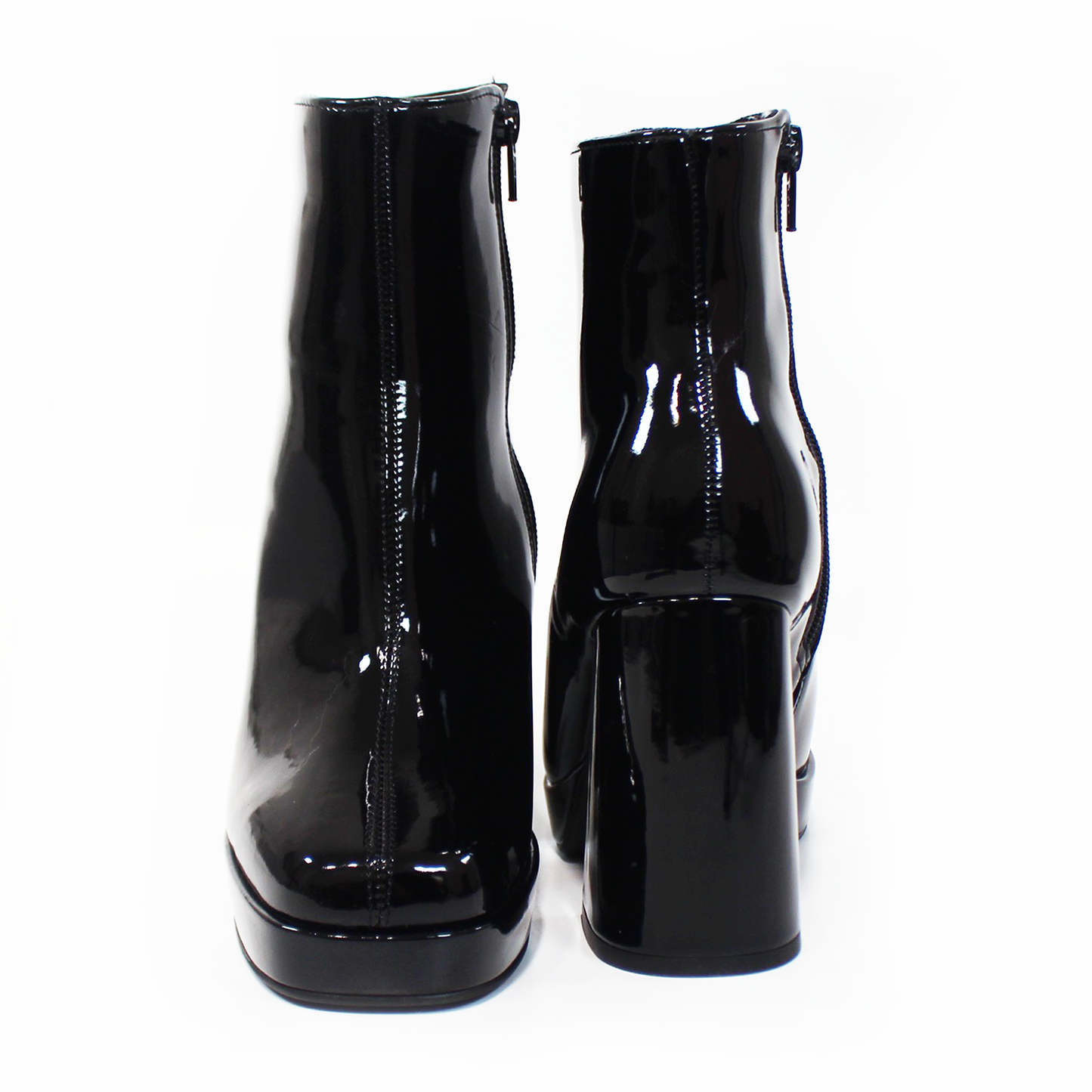 Botín Negro Charol de Plataforma con Cierre lateral de Dama LADY PAULINA