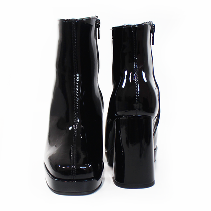 Botín Negro Charol de Plataforma con Cierre lateral de Dama LADY PAULINA