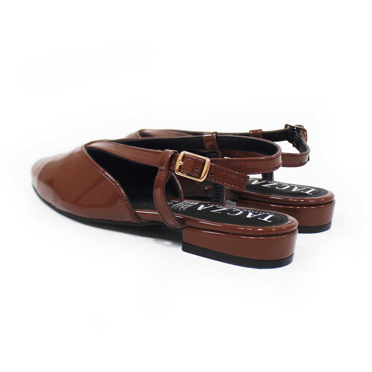 Flat Slingback Destalonada Café Charol TACZA