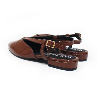 Flat Slingback Destalonada Café Charol TACZA