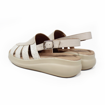 Sandalia Confort de Piel Late con detalles Animal Print y Velcro de Dama SUAVE CAMINAR