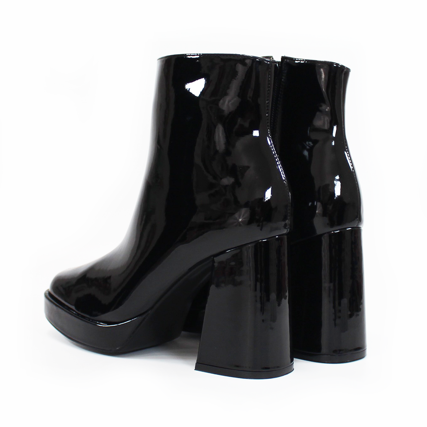 Botín Negro Charol de Plataforma con Cierre lateral de Dama LADY PAULINA