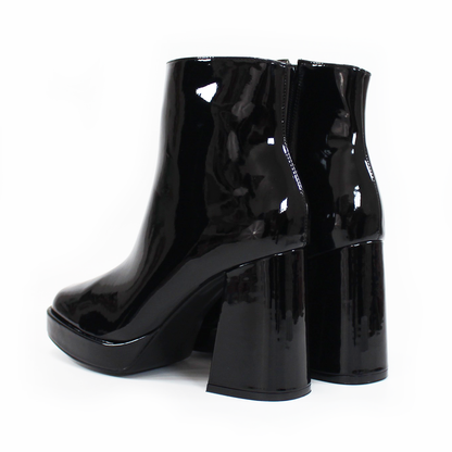 Botín Negro Charol de Plataforma con Cierre lateral de Dama LADY PAULINA