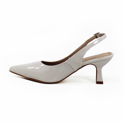 Slingback Tacón Campana Puntal Yeso Charol de Dama TACZA