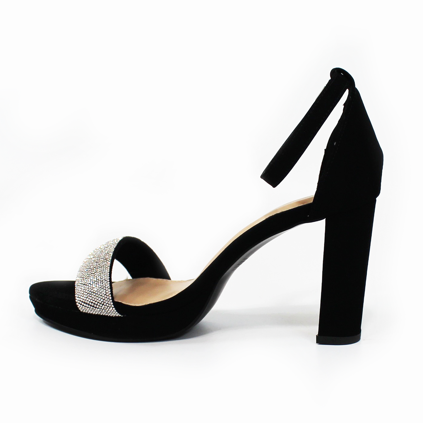 Sandalia de Fiesta Negra Ante con Pulsera y Brillos de Dama LADY PAULINA