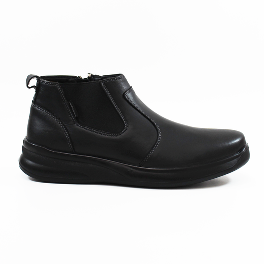 Botin Casual Negro con Elastico de Piel de Caballero VERDETABACO