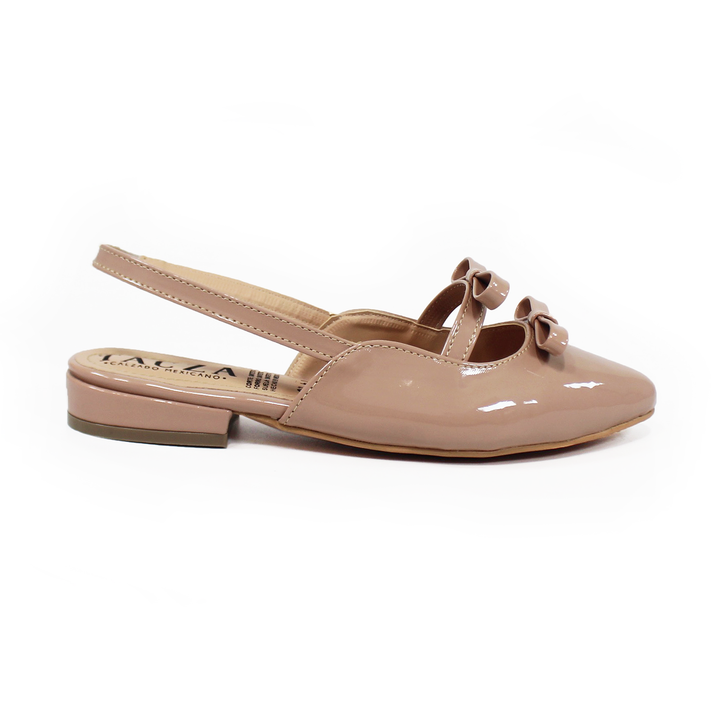 Flat Slingback Destalonada Maquillaje Charol con Moños TACZA