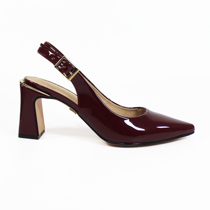 Zapatilla de Piel Slingback Vino Charol MACADA