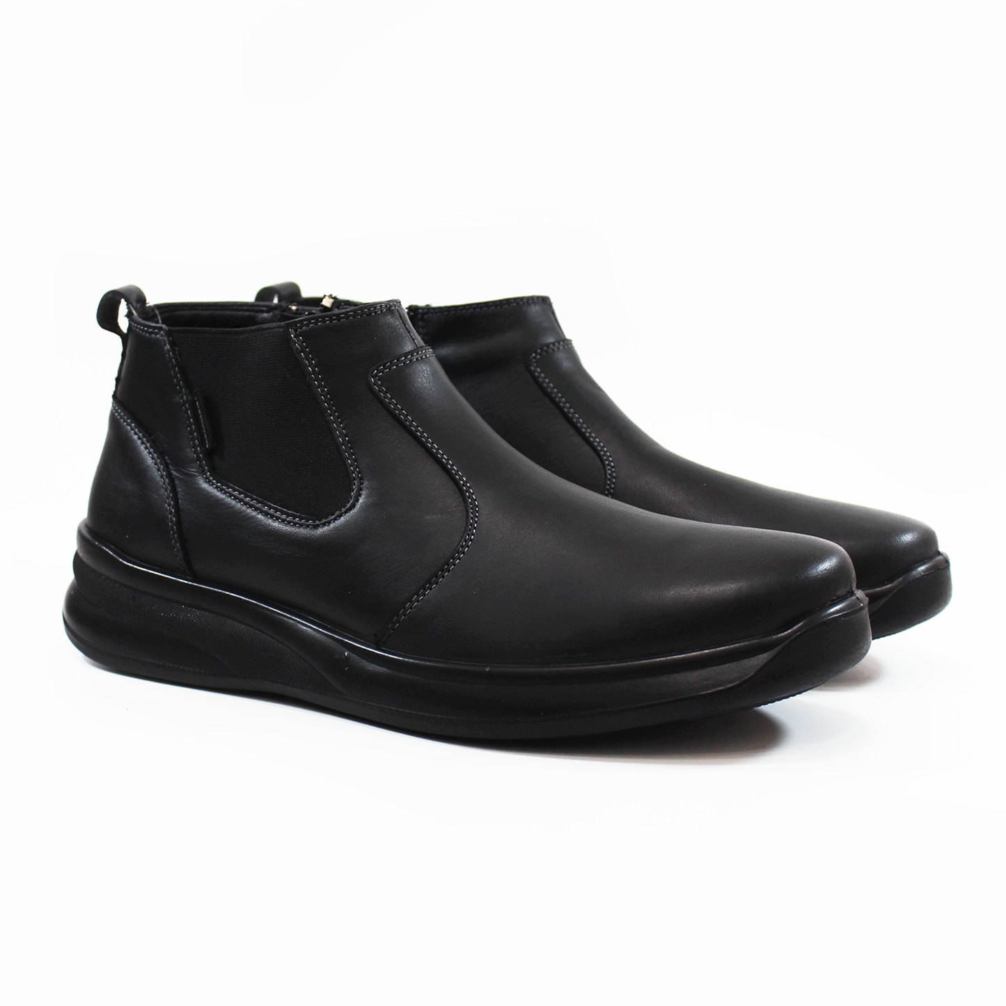 Botin Casual Negro con Elastico de Piel de Caballero VERDETABACO